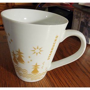 2013 STARBUCKS Holiday Coffee Mug Gold Christmas Tree
